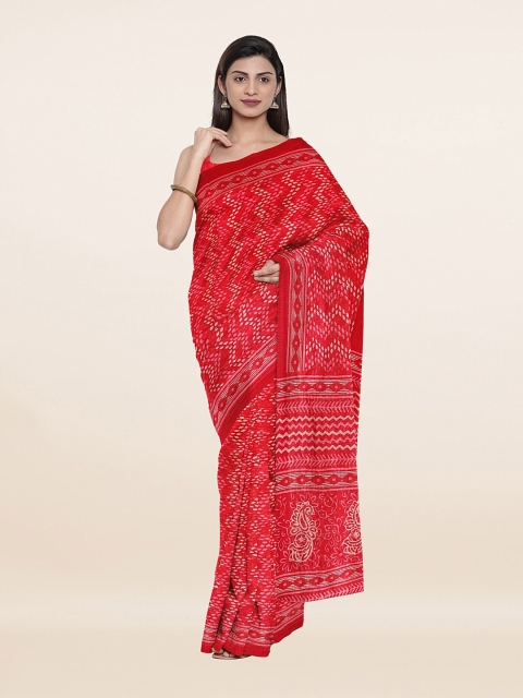 

Pothys Red & White Ethnic Motifs Saree