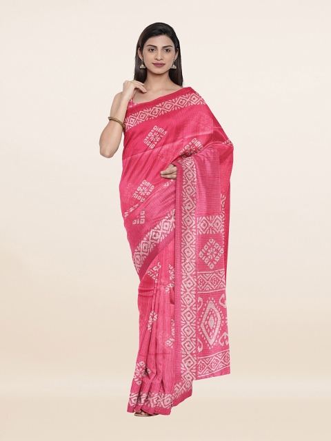 

Pothys Pink & White Ethnic Motifs Saree