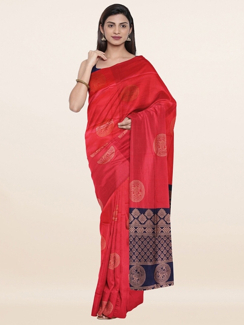 

Pothys Pink & Navy Blue Ethnic Motifs Art Silk Saree