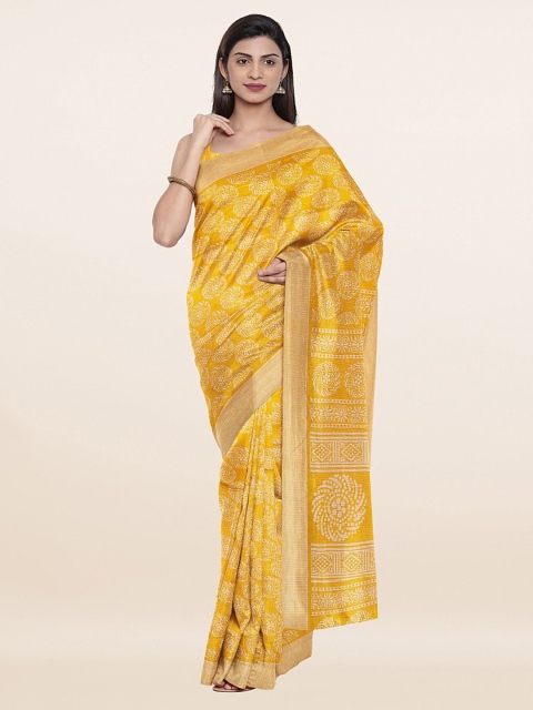 

Pothys Yellow & White Ethnic Motifs Saree