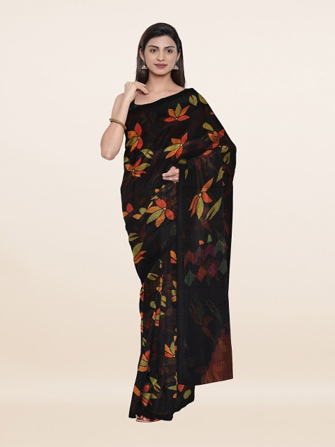 

Pothys Black & Green Floral Saree