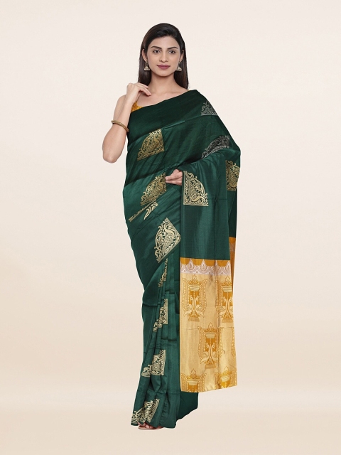 

Pothys Green & Gold-Toned Ethnic Motifs Art Silk Saree