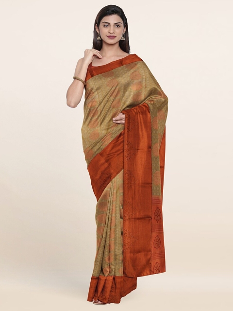 

Pothys Tan & Brown Ethnic Motifs Zari Pure Silk Saree