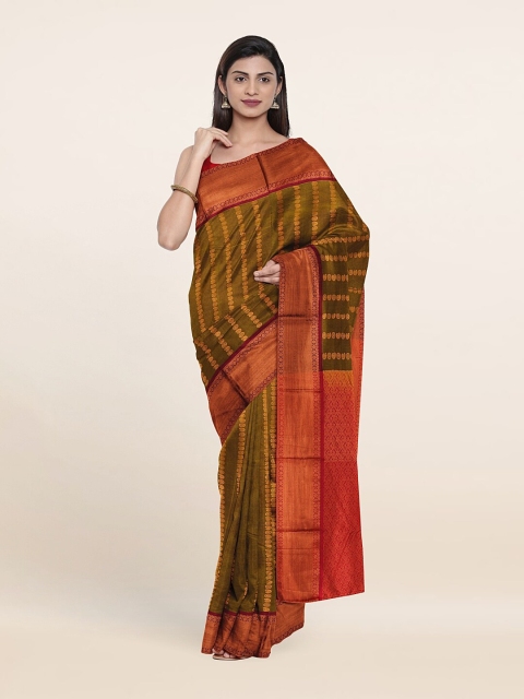 

Pothys Green & Maroon Ethnic Motifs Zari Pure Silk Saree