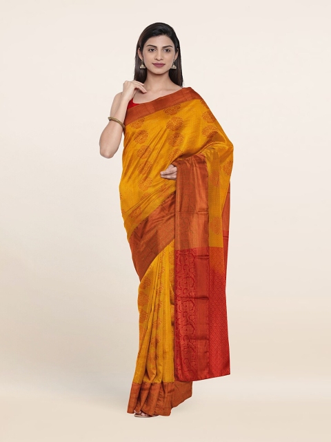 

Pothys Yellow & Red Ethnic Motifs Zari Pure Silk Saree