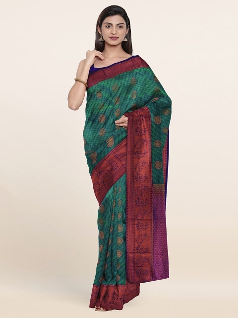 

Pothys Blue & Green Ethnic Motifs Zari Pure Silk Saree