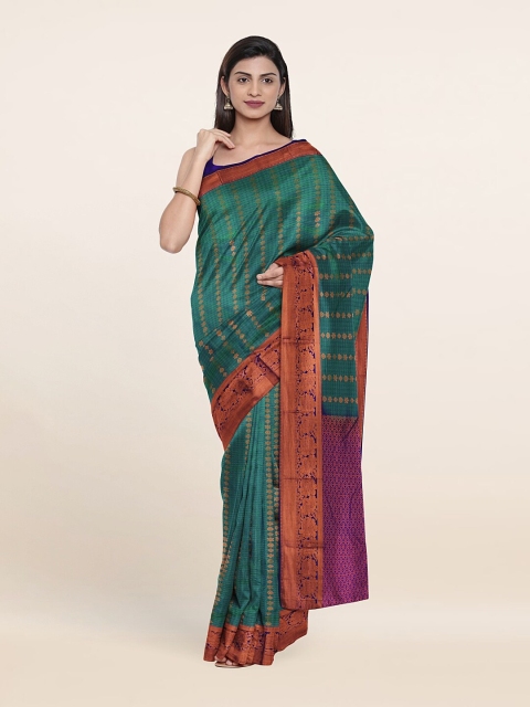 

Pothys Green & Purple Woven Design Zari Pure Silk Saree