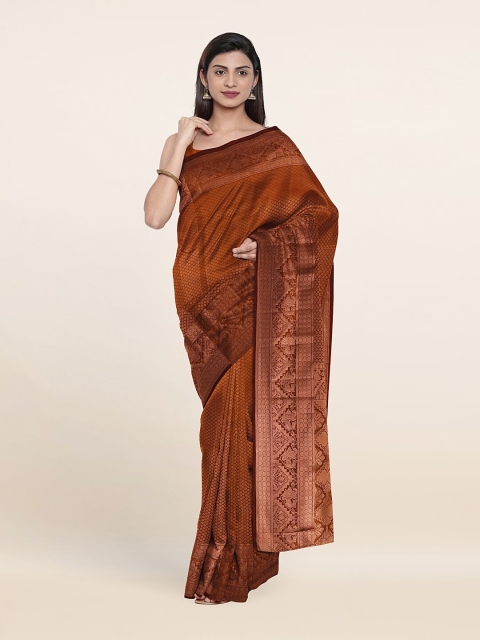 

Pothys Brown & Golden Floral Zari Pure Silk Saree