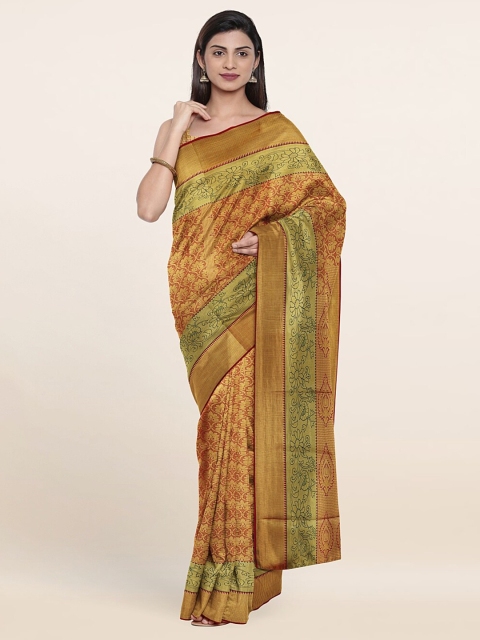 

Pothys Pink & Green Floral Pure Silk Saree