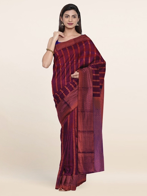 

Pothys Magenta & Golden Floral Zari Pure Silk Saree