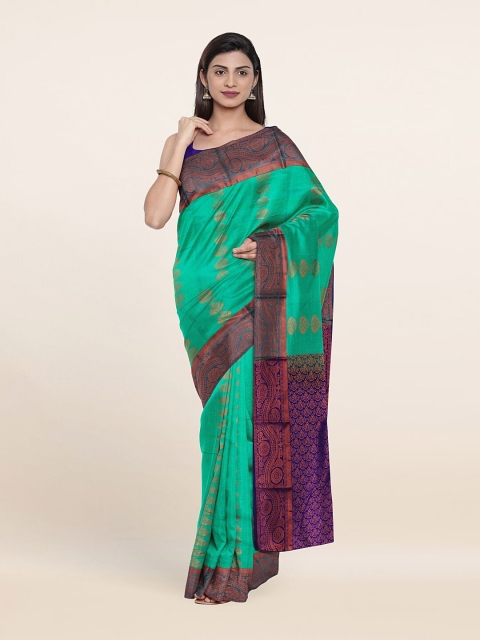 

Pothys Sea Green & Purple Floral Pure Silk Saree