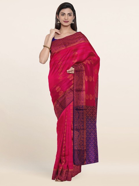 

Pothys Magenta & Violet Ethnic Motifs Pure Silk Saree