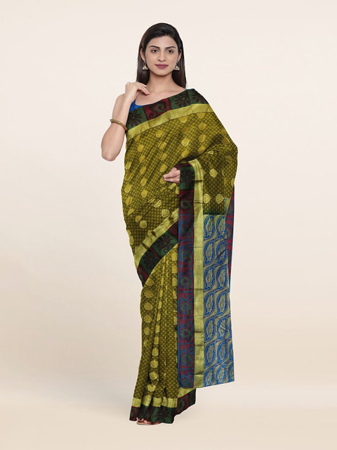 

Pothys Green & Blue Floral Pure Silk Saree