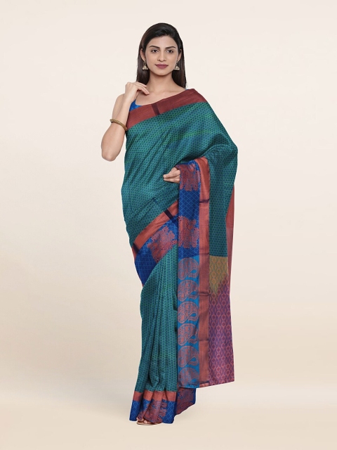 

Pothys Blue & Brown Woven Design Pure Silk Saree