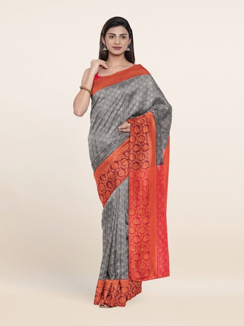 

Pothys Grey & Red Woven Design Pure Silk Saree
