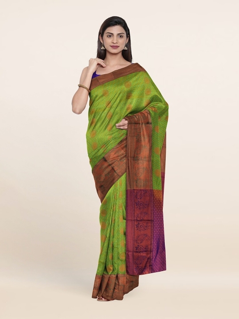 

Pothys Green & Purple Ethnic Motifs Zari Pure Silk Saree