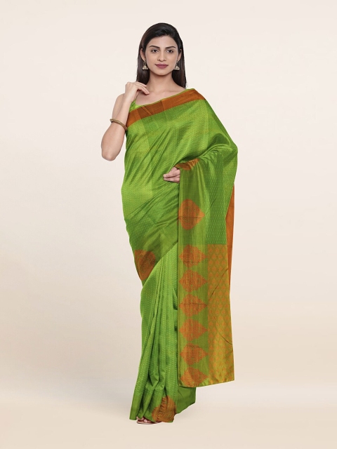 

Pothys Green & Gold-Toned Ethnic Motifs Zari Pure Silk Saree