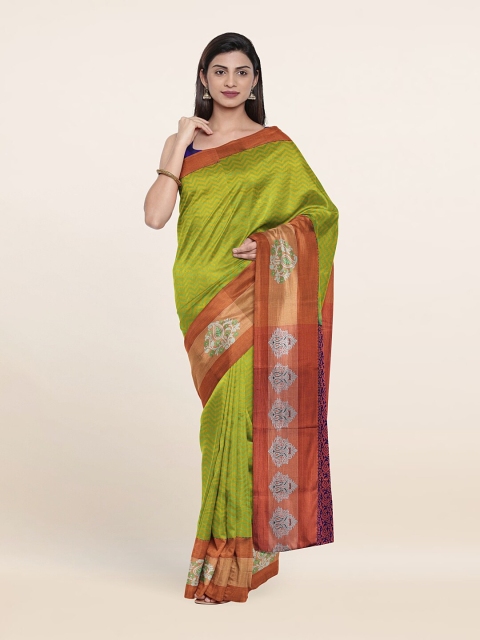 

Pothys Green & Red Woven Design Pure Silk Saree