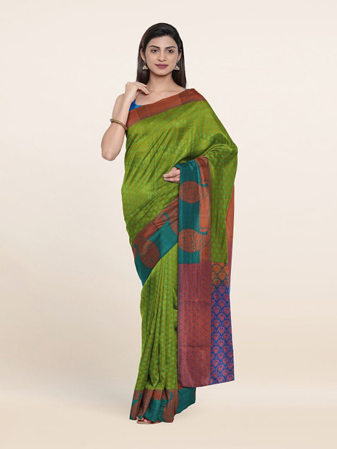 

Pothys Green & Blue Woven Design Pure Silk Saree