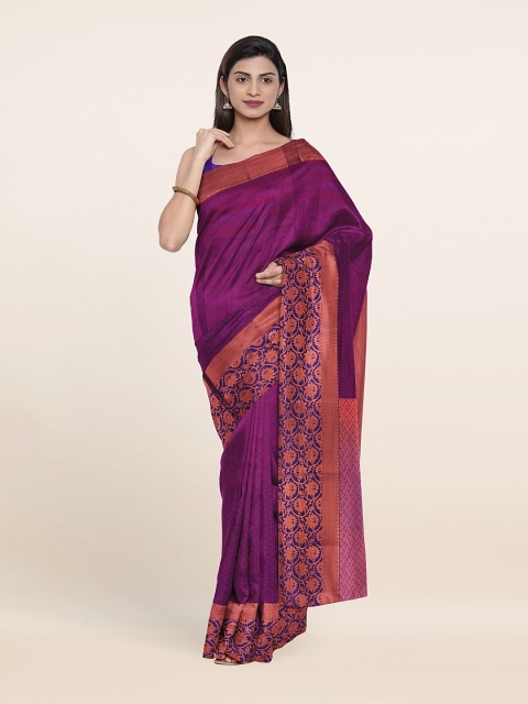 

Pothys Violet & Navy Blue Woven Design Zari Pure Silk Saree
