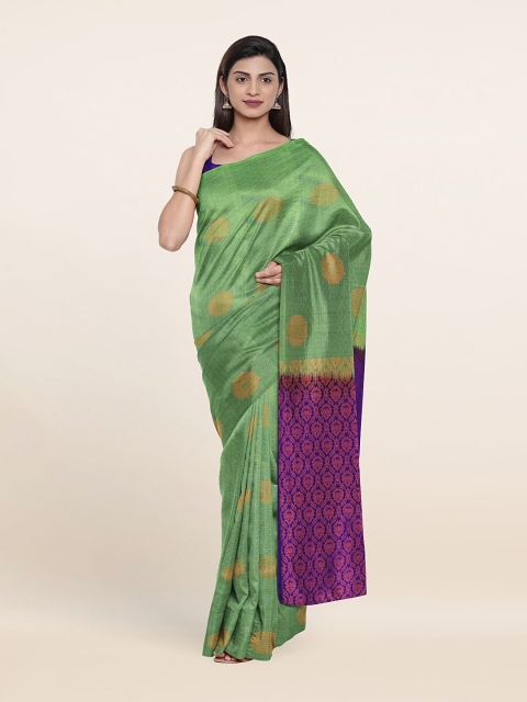 

Pothys Green & Violet Woven Design Zari Pure Silk Saree