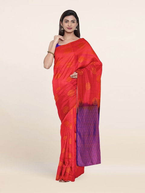 

Pothys Pink & Violet Ethnic Motifs Zari Pure Silk Saree