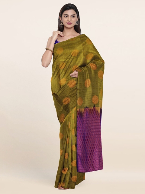 

Pothys Green & Violet Woven Design Zari Pure Silk Saree