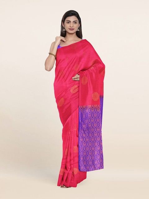 

Pothys Pink & Violet Ethnic Motifs Zari Pure Silk Saree