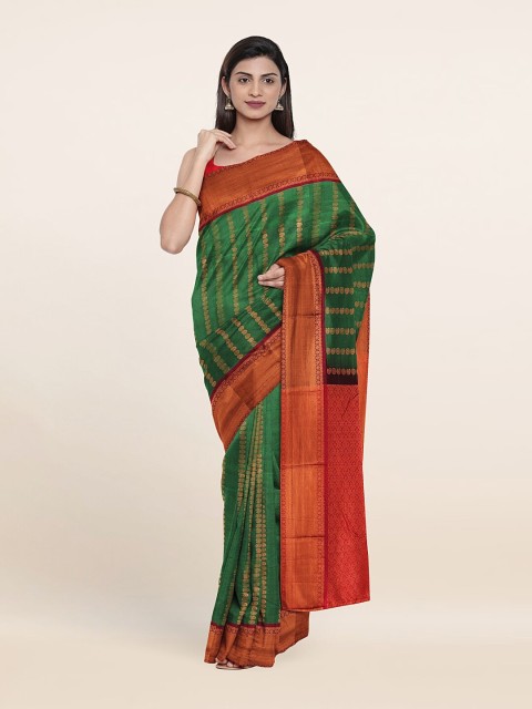 

Pothys Green & Red Woven Design Zari Pure Silk Saree