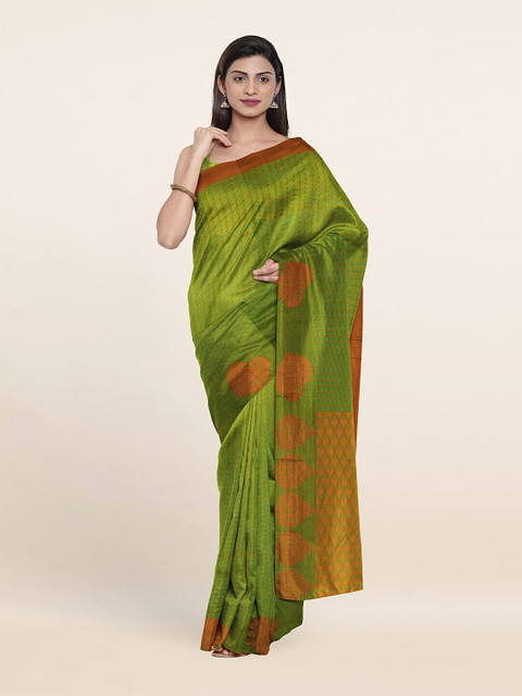 

Pothys Green & Mustard Woven Design Pure Silk Saree