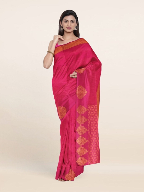 

Pothys Pink & Gold-Toned Woven Design Zari Pure Silk Saree