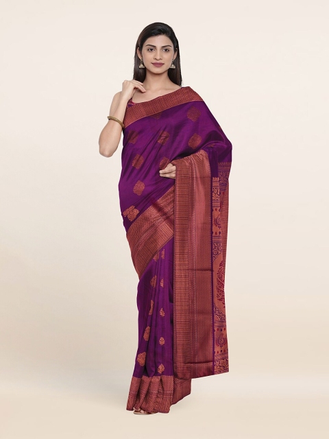 

Pothys Purple & Gold-Toned Woven Design Zari Pure Silk Saree