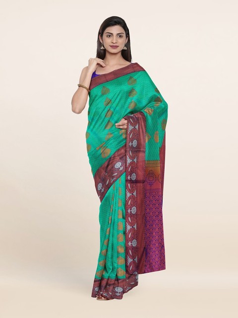 

Pothys Green & Brown Woven Design Zari Pure Silk Saree