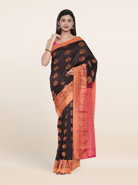 

Pothys Brown & Pink Zari Pure Silk Saree