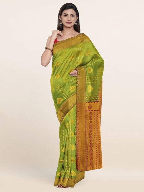 

Pothys Green & Maroon Ethnic Motifs Zari Pure Silk Saree