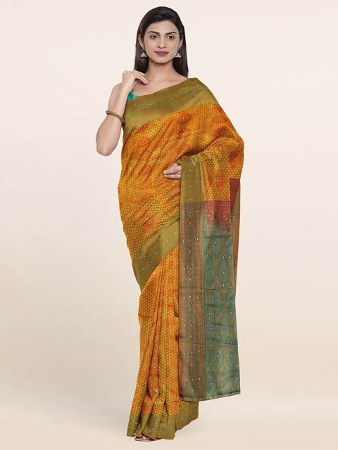 

Pothys Yellow & Green Zari Pure Silk Saree