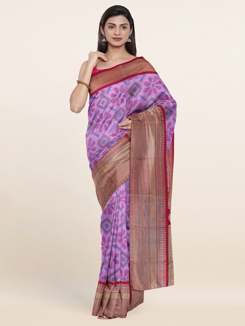 

Pothys Lavender & Red Floral Zari Pure Silk Saree