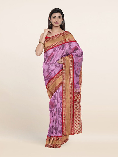 

Pothys Lavender & Red Floral Zari Pure Silk Saree