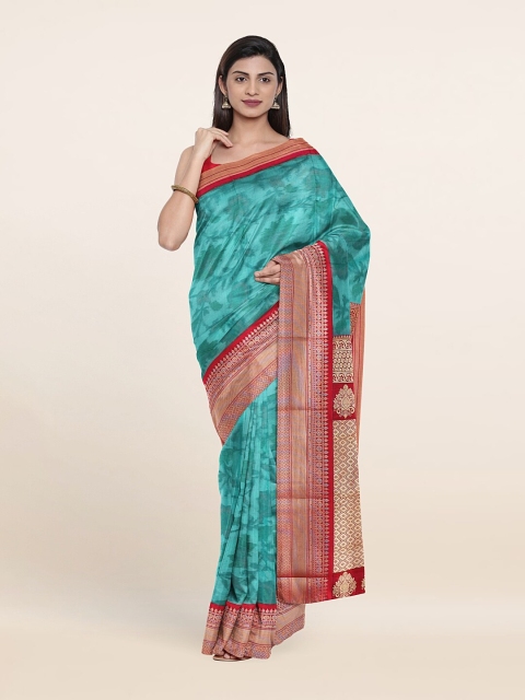 

Pothys Blue & Magenta Floral Zari Pure Silk Saree