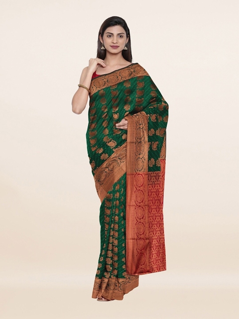 

Pothys Green & Magenta Ethnic Motifs Woven Design Zari Pure Silk Saree