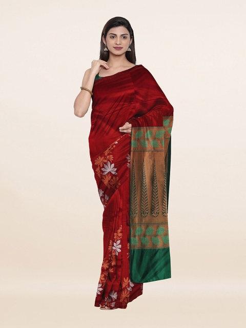 

Pothys Maroon & Green Woven Design Zari Pure Silk Saree