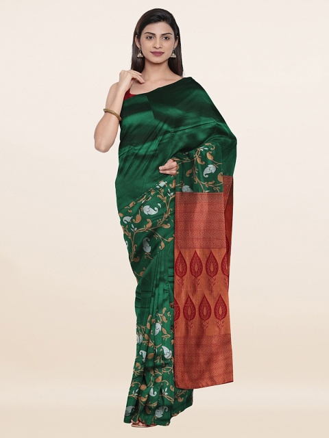 

Pothys Green & Red Floral Woven Design Zari Pure Silk Saree