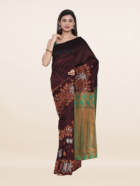 

Pothys Maroon & Green Floral Woven Design Pure Silk Saree