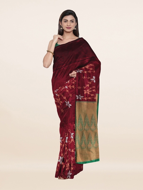 

Pothys Purple & Green Floral Woven Design Pure Silk Saree