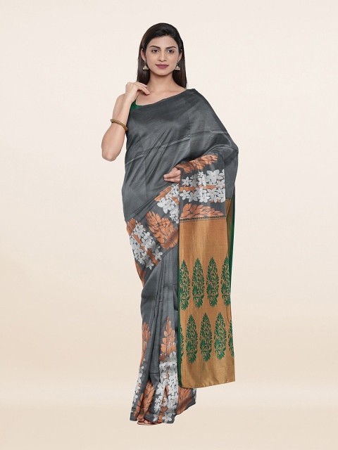 

Pothys Grey & White Floral Woven Design Pure Silk Saree