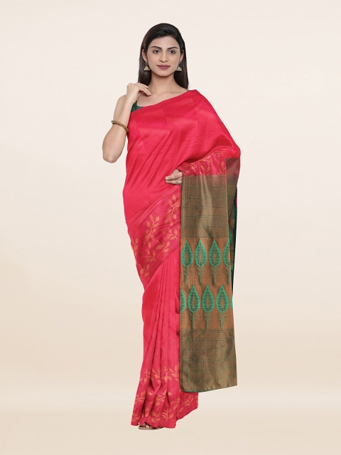 

Pothys Pink & Green Woven Design Pure Silk Saree