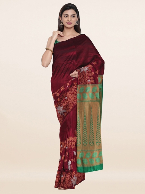 

Pothys Maroon & Green Woven Design Zari Pure Silk Saree