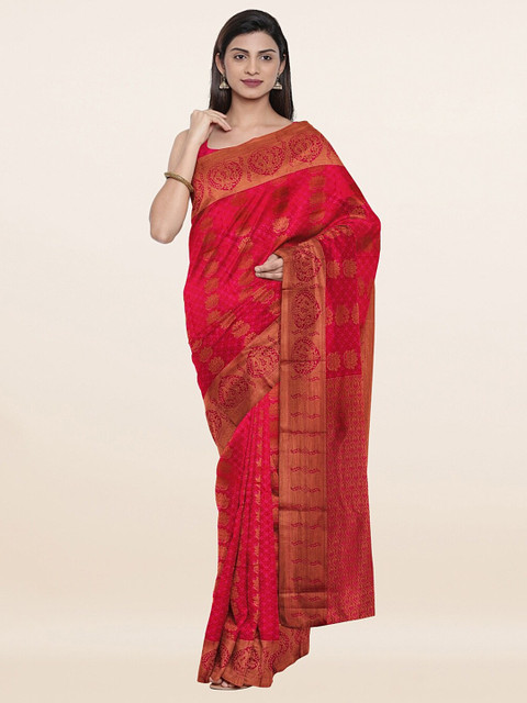

Pothys Fuchsia Ethnic Motifs Woven Design Zari Pure Silk Saree