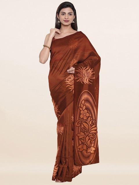 

Pothys Brown Floral Woven Design Pure Silk Saree