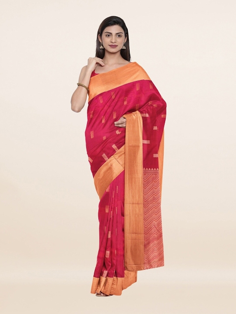 

Pothys Women Magenta Woven Design Silk Saree